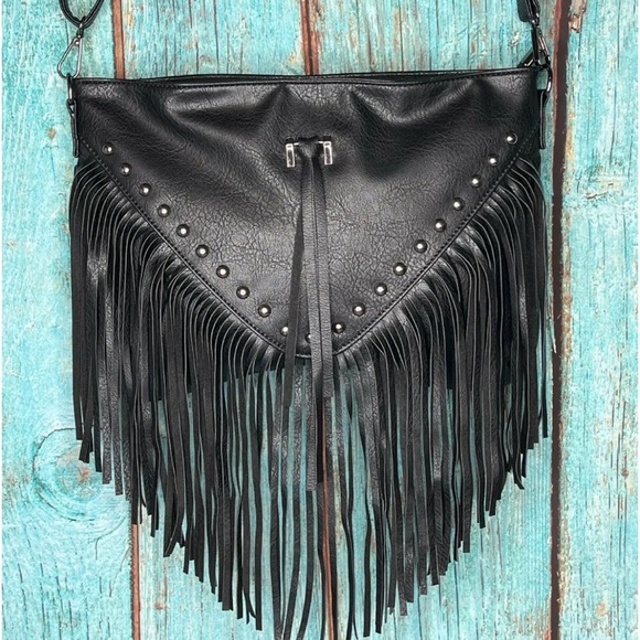 Handbags - #213 Vegan Faux Leather Messenger Shoulder Fringe Bohemian Western Southwest Bag